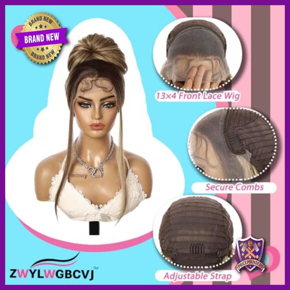 30 Inch Synthetic Lace Front Wig Glueless Heat Resistant for Daily Use